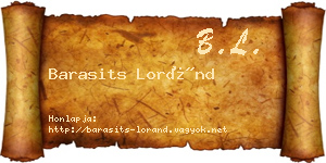 Barasits Loránd névjegykártya
